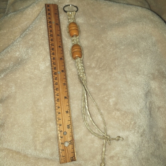 FREE with Purchase- Handmade Macrame and Wood Bead Keychain - Picture 1 of 3